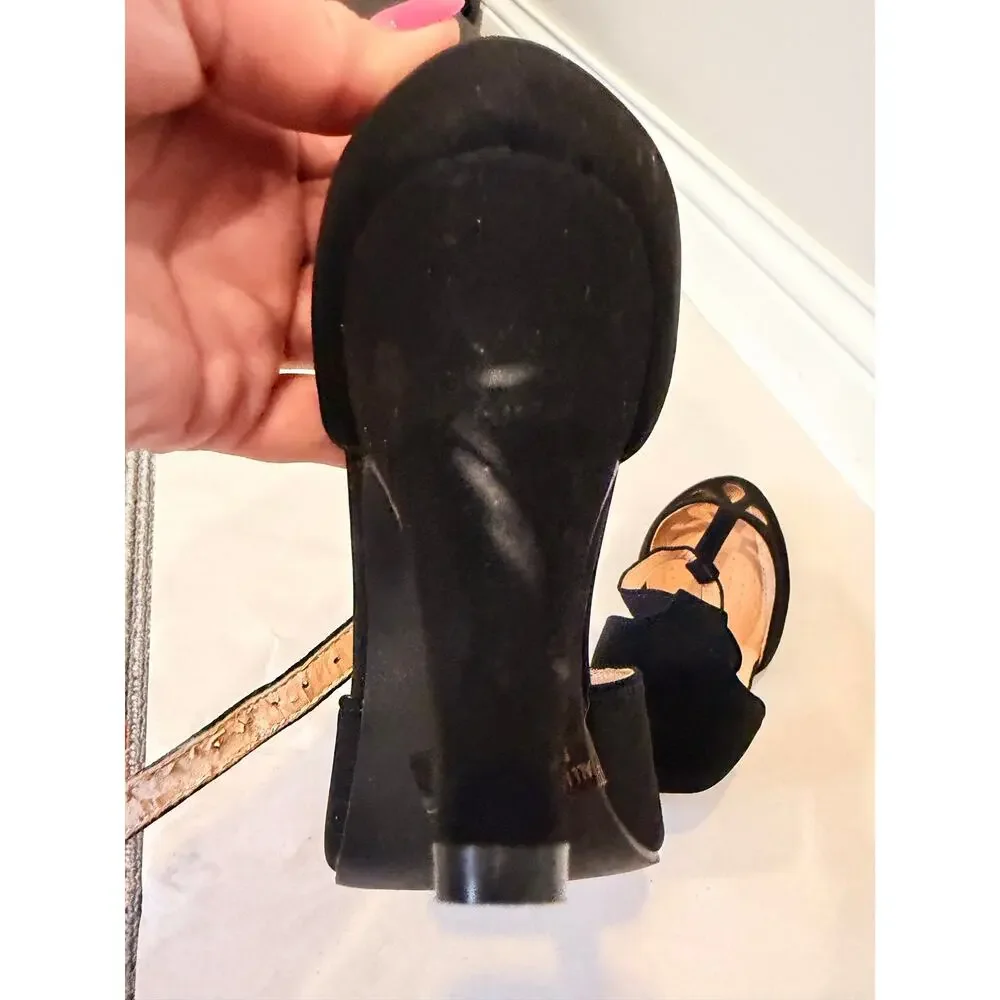 Chase & Chloe Black Kimmy-36 Vintage Cutout T-Strap Mid Heels Size 6 Flaw